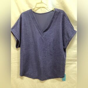 Women's Blue V-Neck Top